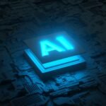 Circuit board and AI micro processor, Artificial intelligence of digital human. 3d render